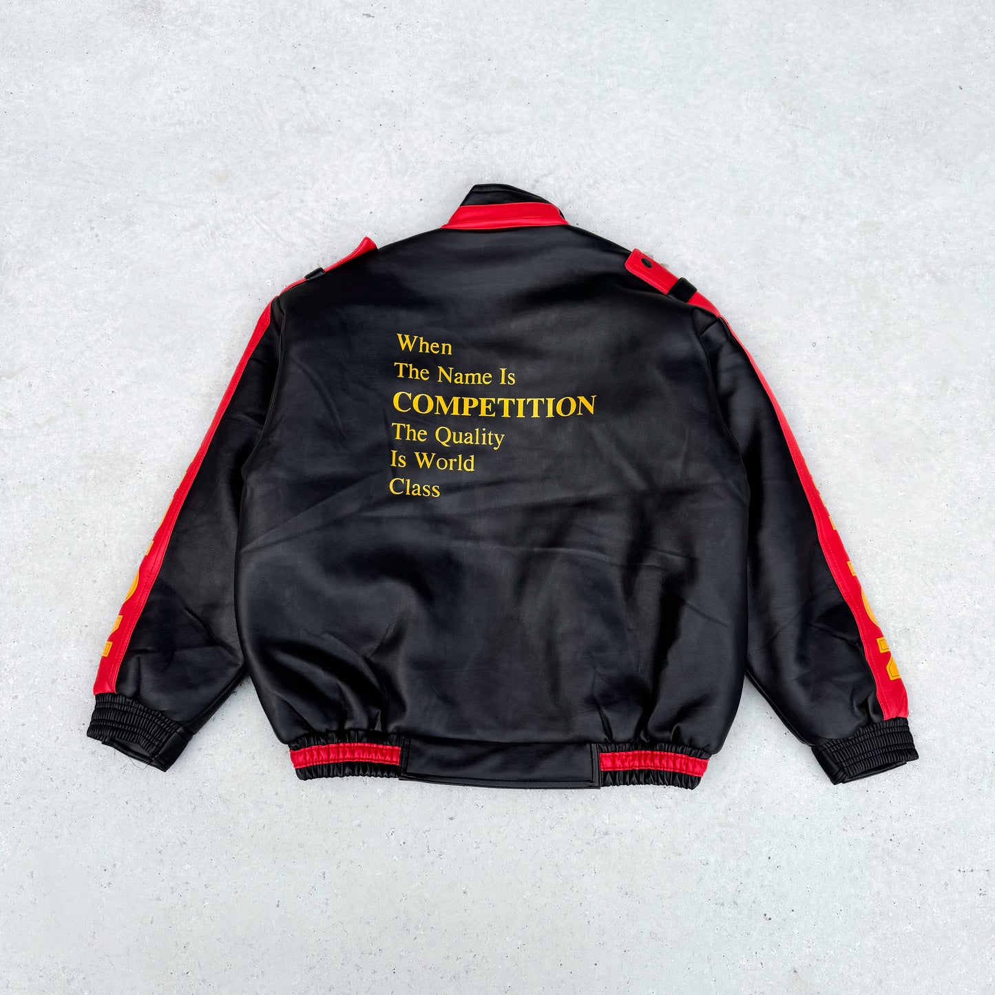 Vintage læderjakke med Nike patches (XL)