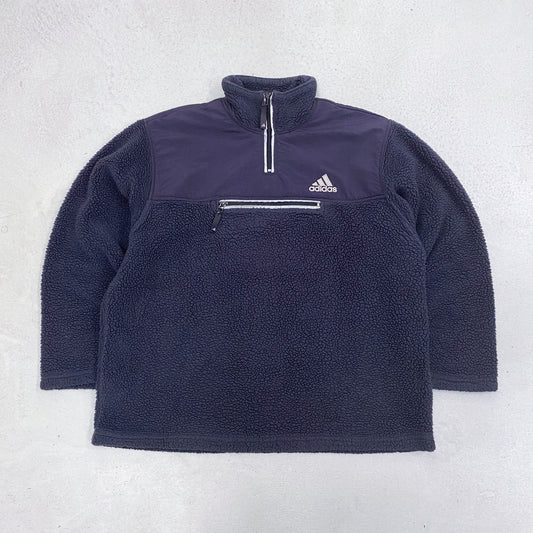 Adidas 1999 deep pile sherpa fleece jacket (L)